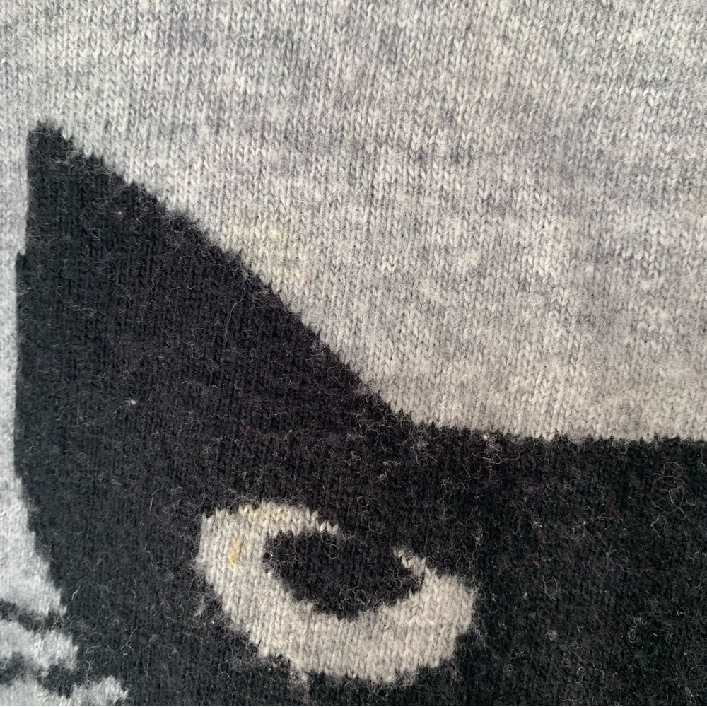 Cliche Grey Sweater with Black Cat Print 🐈‍⬛ Sz M - Picture 8 of 8